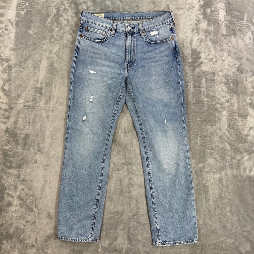 Levi's Premium 514 Straight Fit Jeans Men's 32x30 Blue Light Wash Distressed
